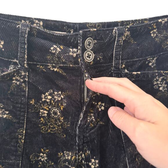 Anthropologie Pilcro The Wanderer Corduroy Pants Black Floral Size 26 - Picture 9 of 16